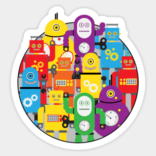 Retro Toy Robot Cartoon Characters Sticker